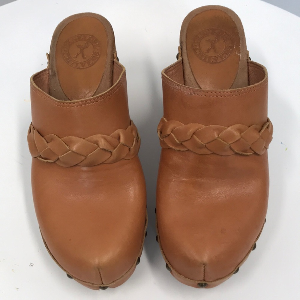 Authentic never worn Penelope Chilvers tan clogs